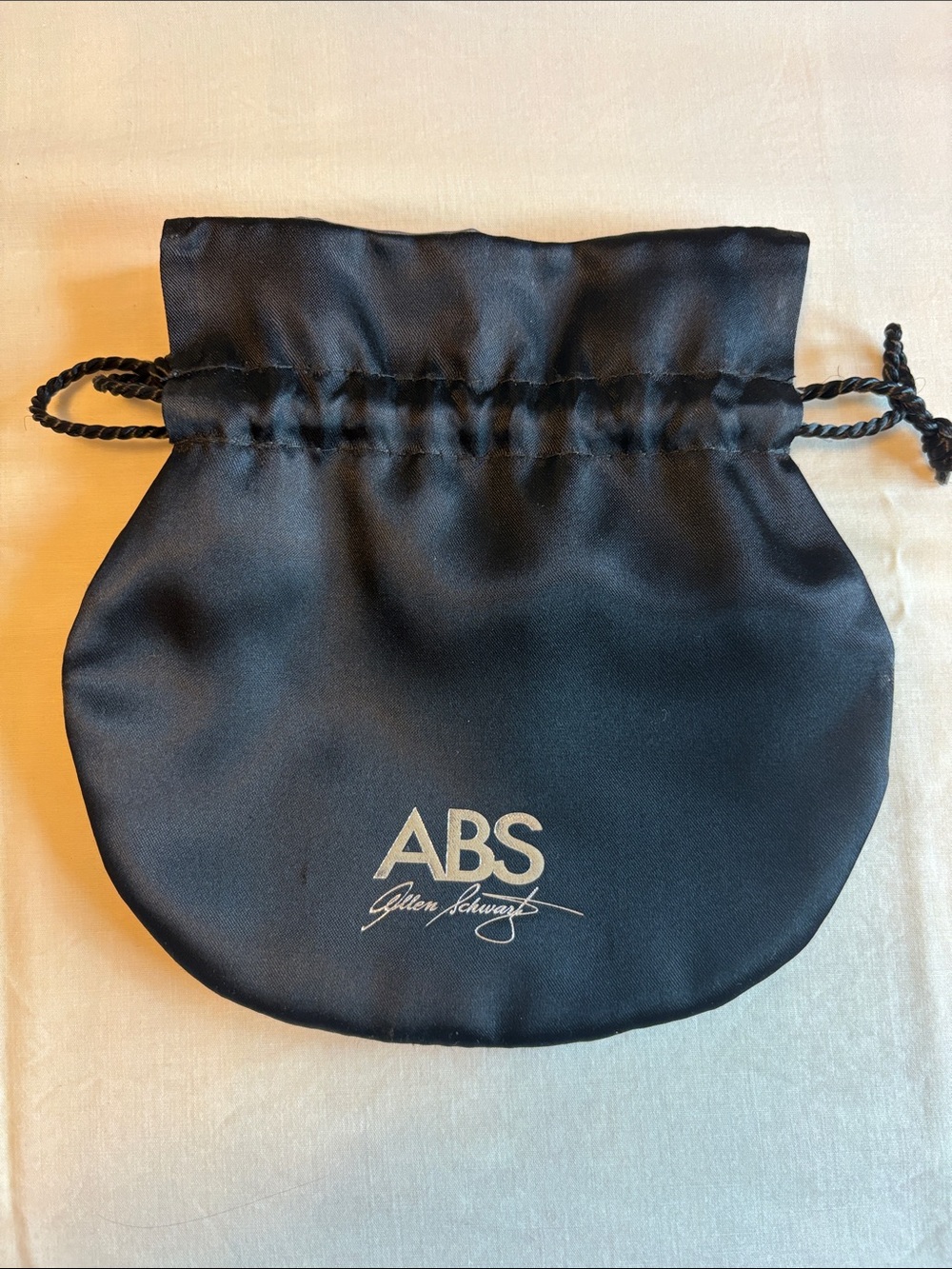 ABS Allen Schwartz Black Satin Drawstring Pouch